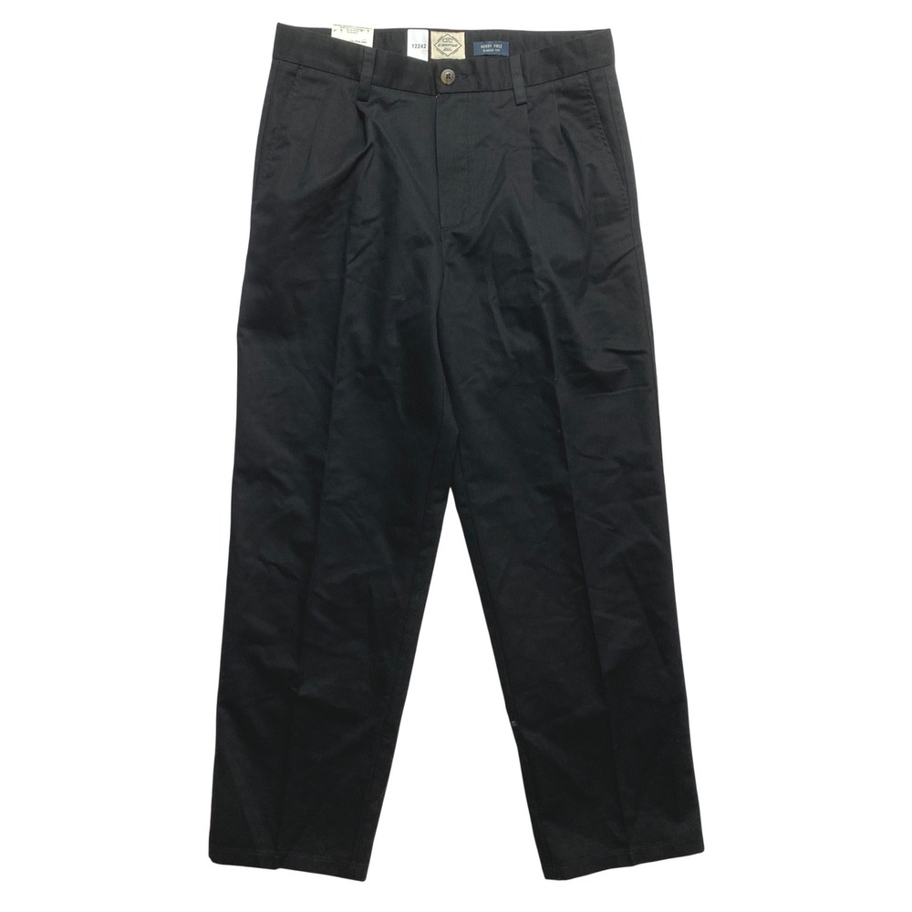 St. John's Bay Pants Mens 32x30 Black Worry Free Classic Fit Pleated Chino
